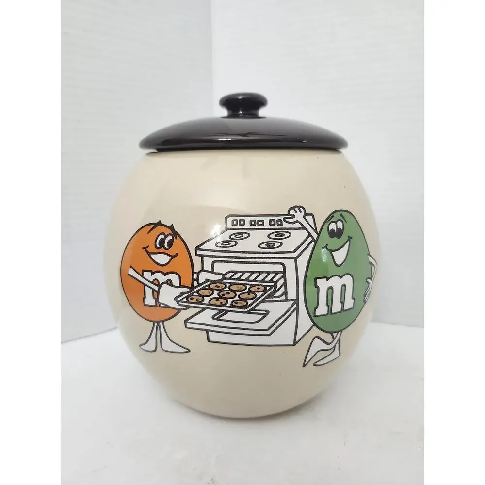 Vintage 1982 M&M Ceramic Cookie Jar Mars Inc Baking Graphics
